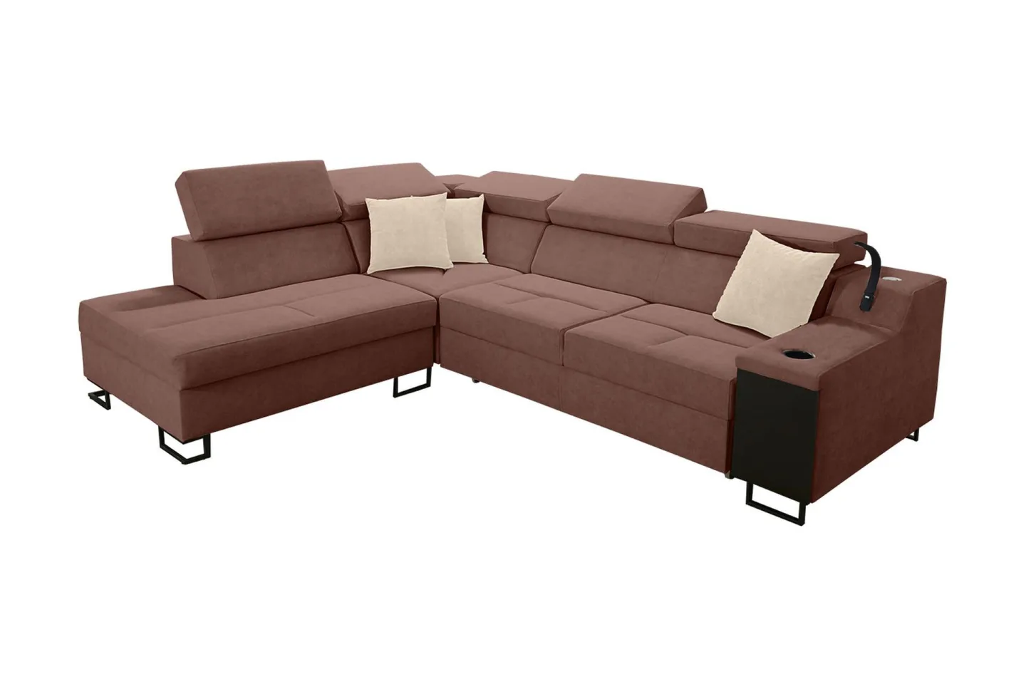 Seginus Bäddsoffa m. Schäslong 3-sits 210x127 - Rosa