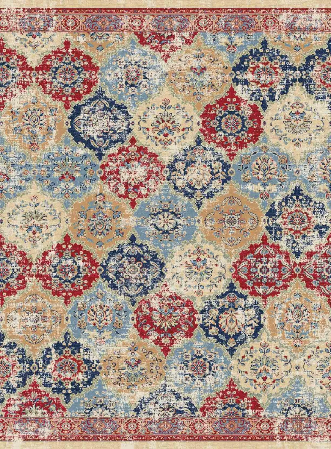 Wilton-teppe - Bohemia (rød/multi) (Størrelse: 160 x 230 cm)