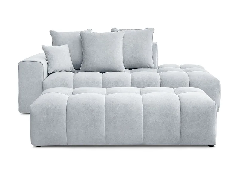 3er Sofa mit Hocker BOBOCHIC MONT-BLANC Samt hellgrau