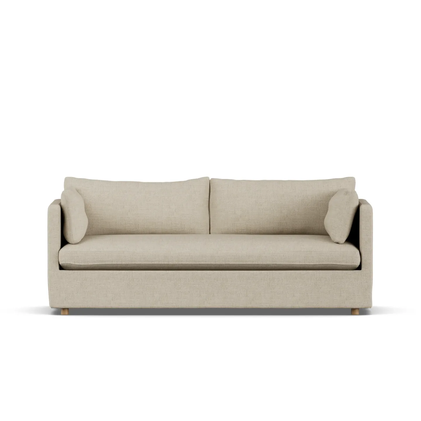 1898 Linnevik Sofa Bern Beige 0341-Eiche weiß geölt, 3-sitzig, mit Volant