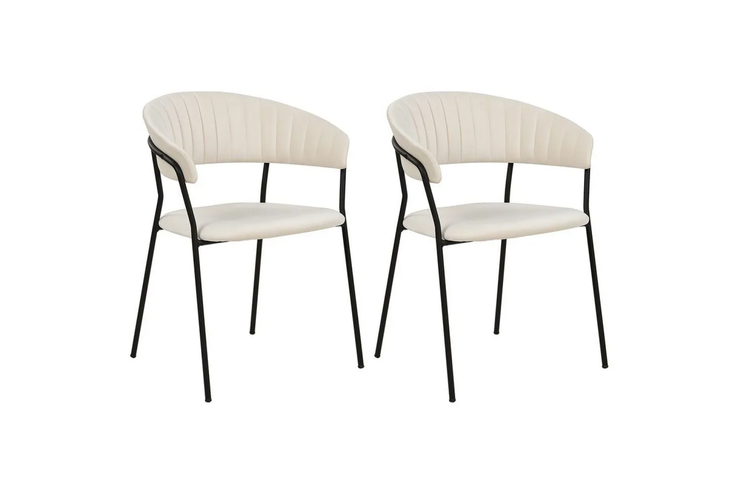 Set med 2 matstolar Mariposa - Krämvit, Svart/Sammet