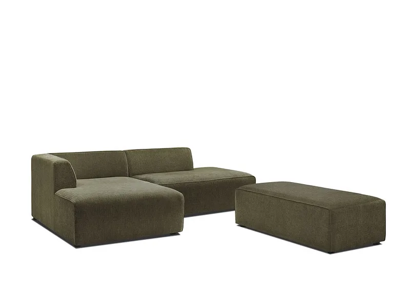 Sofa mit Hocker BOBOCHIC MEGEVE Stoff mit Textur grün