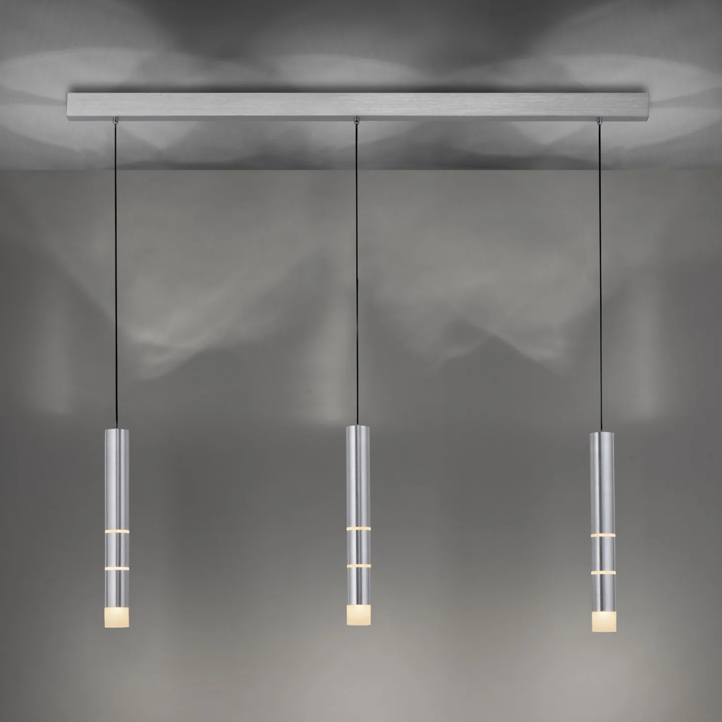 Vega LED-Hängeleuchte, drei Zylinder, alu - PURE - Wohnzimmer - Modern - Metall - Mehrflammig