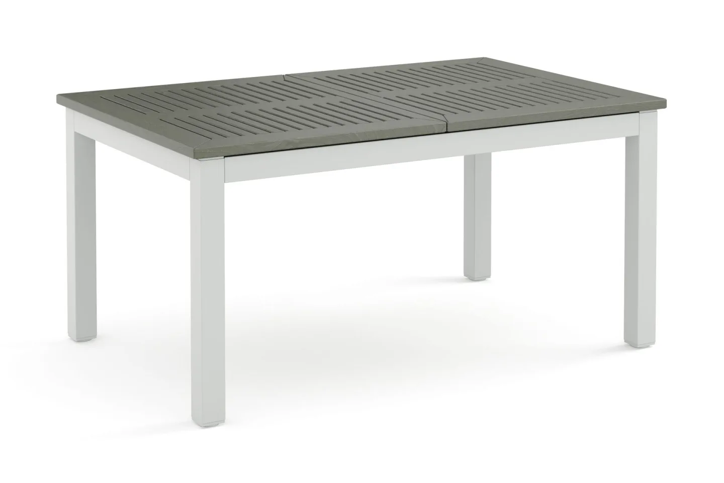 Monaco rektangulärt förlängningsbart bord utomhus med iläggsskiva 150-250x90 cm i aluminium/metall/plast - Vit/Grå