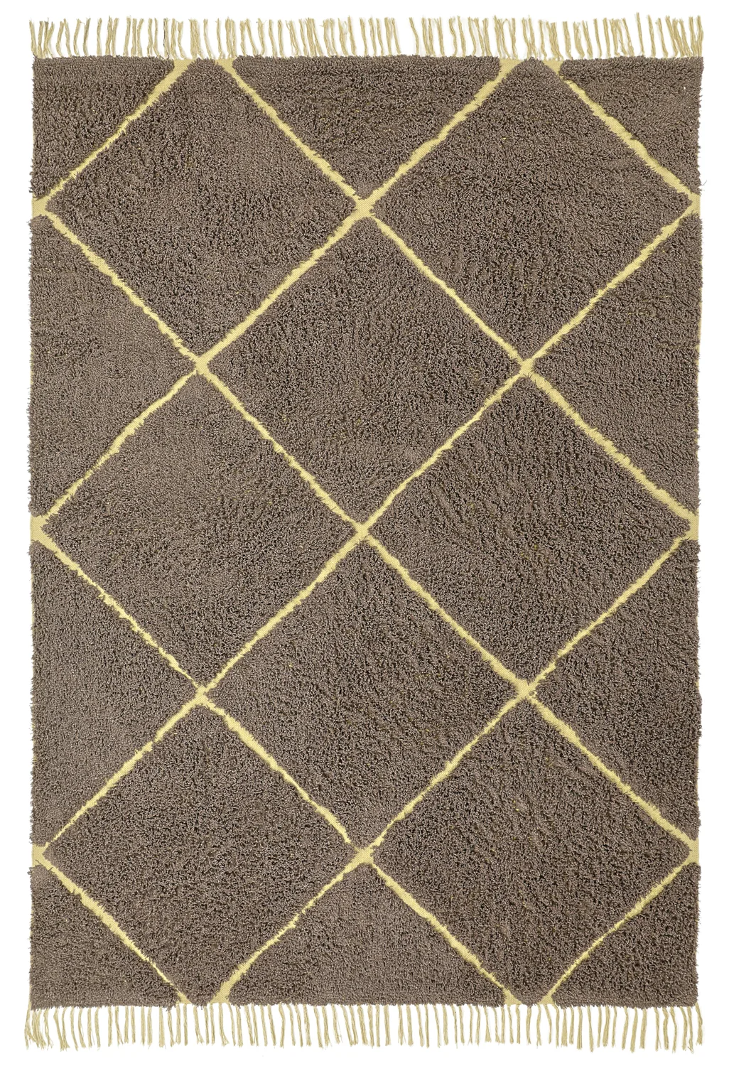 Ryetepper - Bellevue Natural Cotton Shaggy (brun/gul) (Størrelse: 160 x 230 cm)
