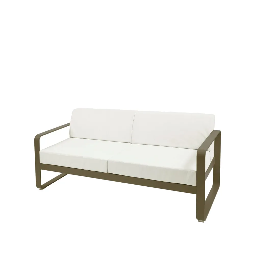 Fermob Bellevie 2-sits soffa Rosemary (grön), off-white dyna