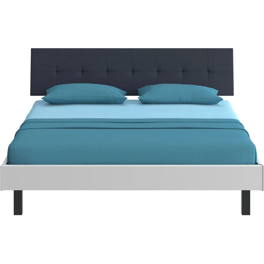 Modular Bett Livorno Weiss, Schwarz MDF, Stoff, Metall 160 x 200 cm