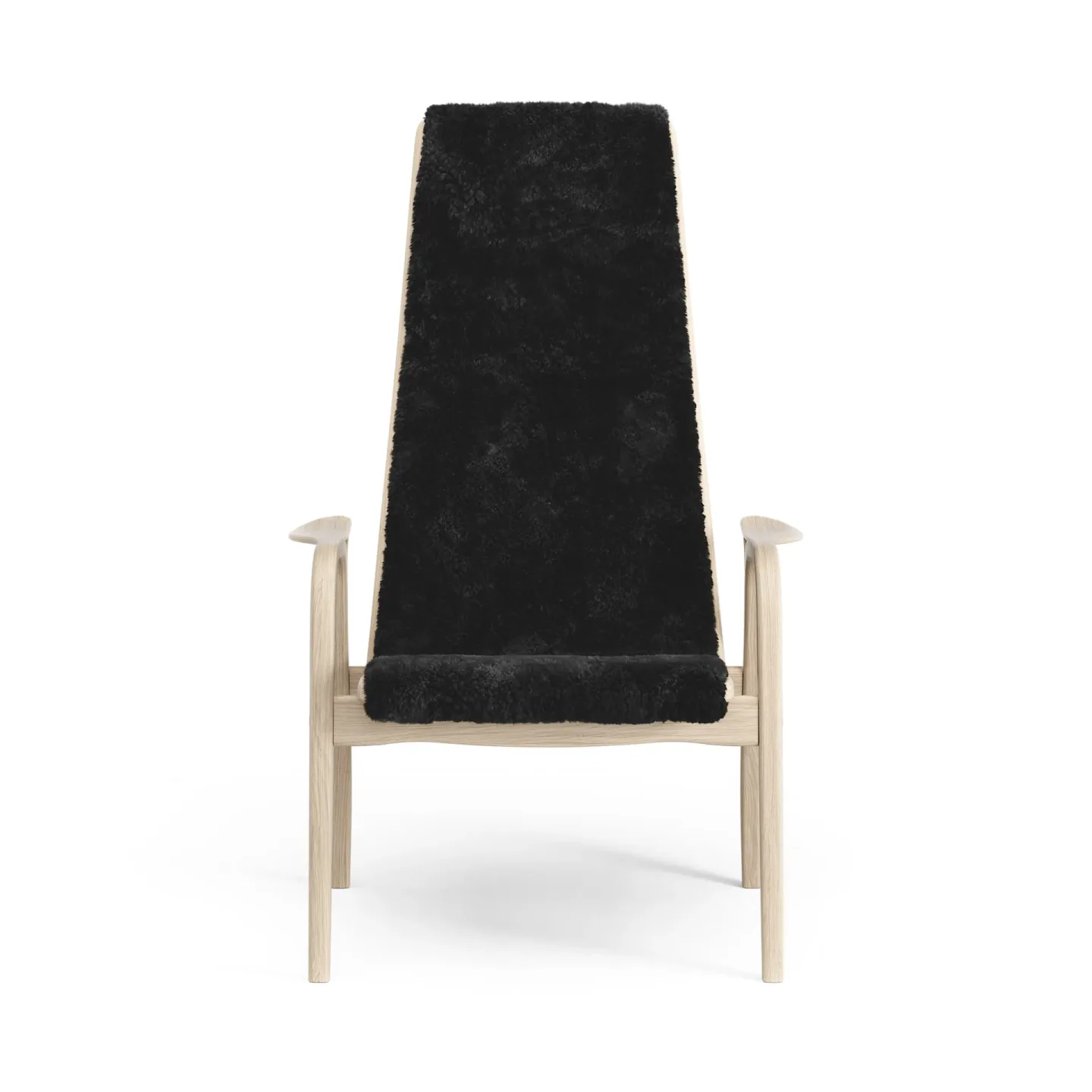 Swedese Lamino Sessel Eiche weiß pigmentiert/Schaffell Black (schwarz)
