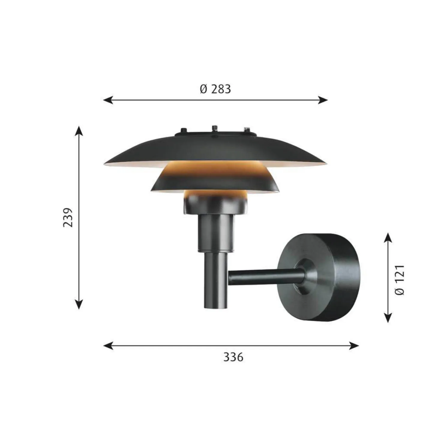 PH 3-2½ Udendørs Væglampe V2 Black - Louis Poulsen - Terrasse - Aluminium