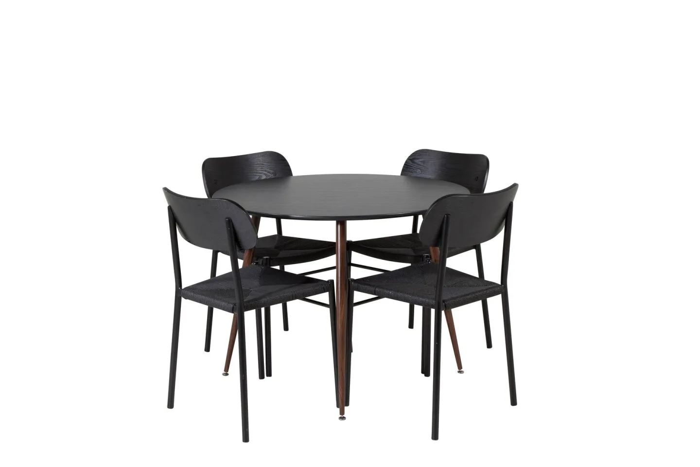 Plaza Matgrupp 100 cm Rund med 4 Polly stolar - Svart