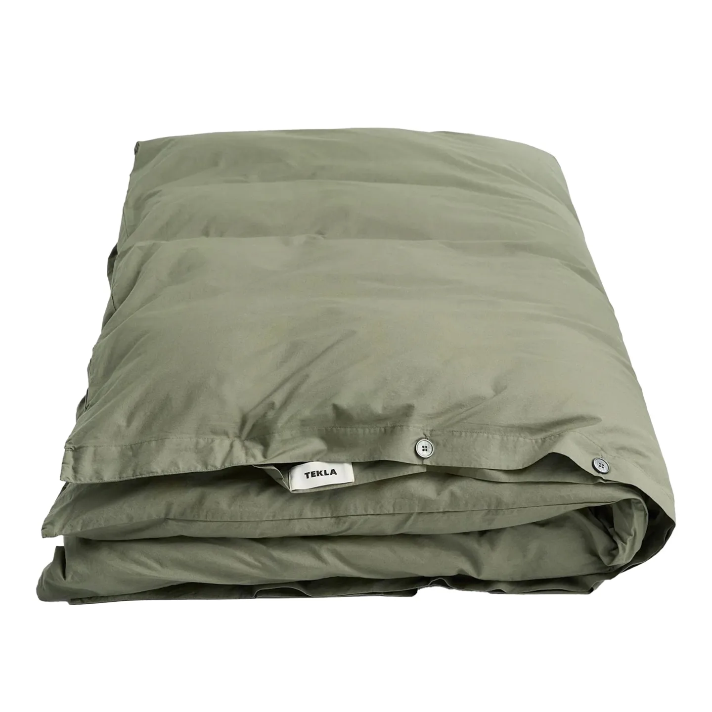 Tekla - Percale solid duvet cover 220x220cm olive green - Påslakan - Grön