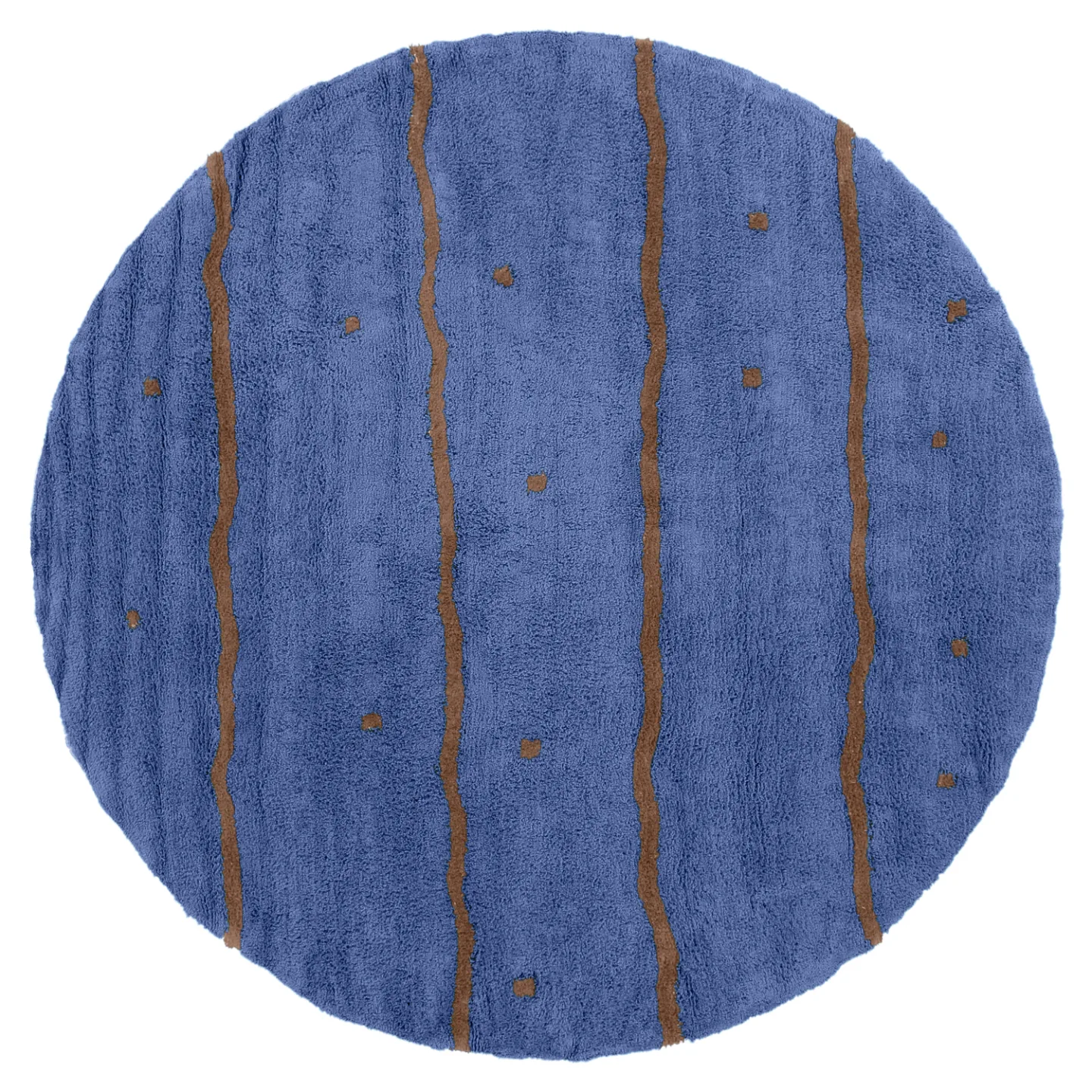 Rundt teppe - Leora Natural Cotton Shaggy (blå/brun) (Størrelse: Ø 240 cm)