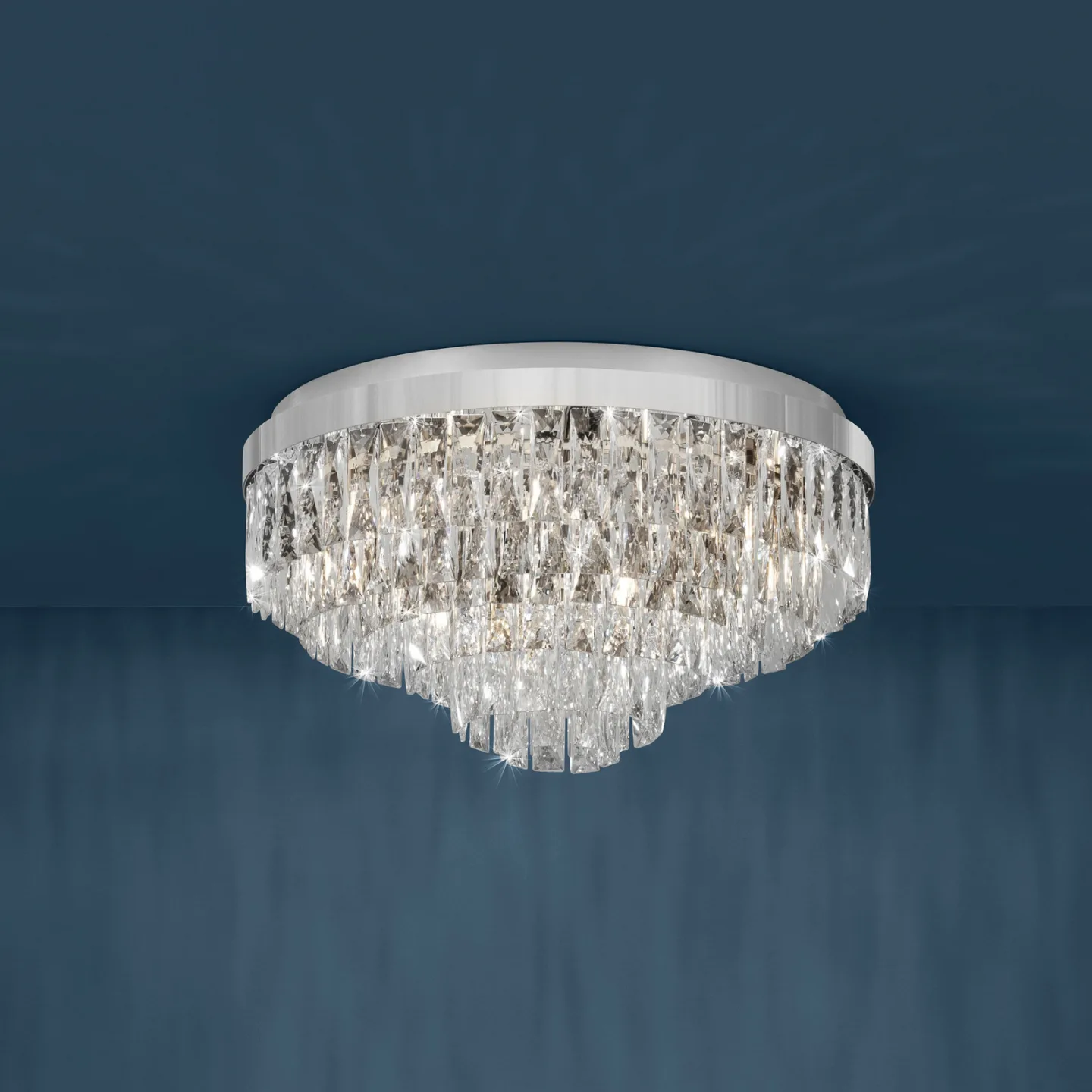 Valparaiso loftlampe, krom, Ø 58 cm, metal – Stars of Light - Stue - Glas - Med flere lyskilder