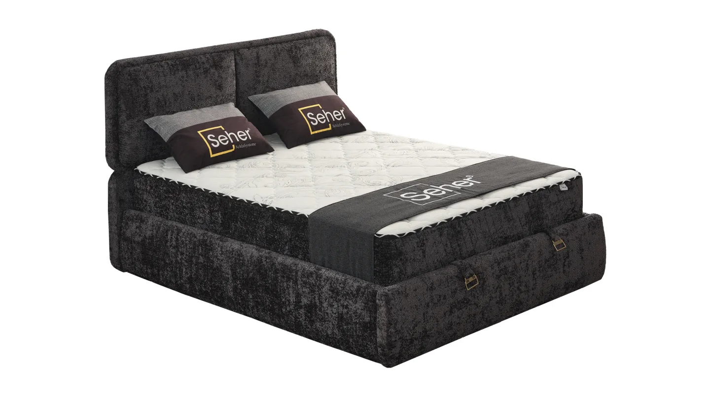 Boxbett mit Bettkasten 180 x 200 cm Chenille anthrazit - RHODOS