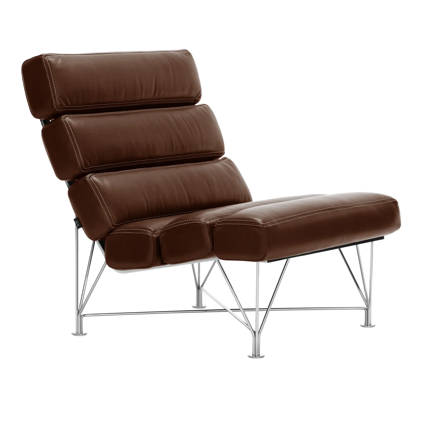 DUX - Spider Chair, Läder Dakota 28 Chokladbrun, vit söm - Fåtöljer - DUX Design Team - Brun - Läder/Naturmaterial/Metall/Plast