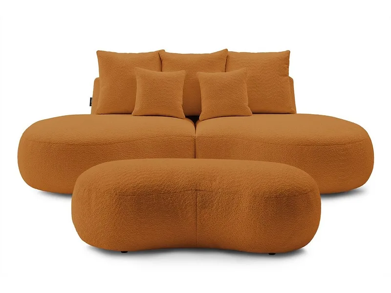 3er Sofa mit Hocker BOBOCHIC SAINT-GERMAIN Boucle-Stoff gelb