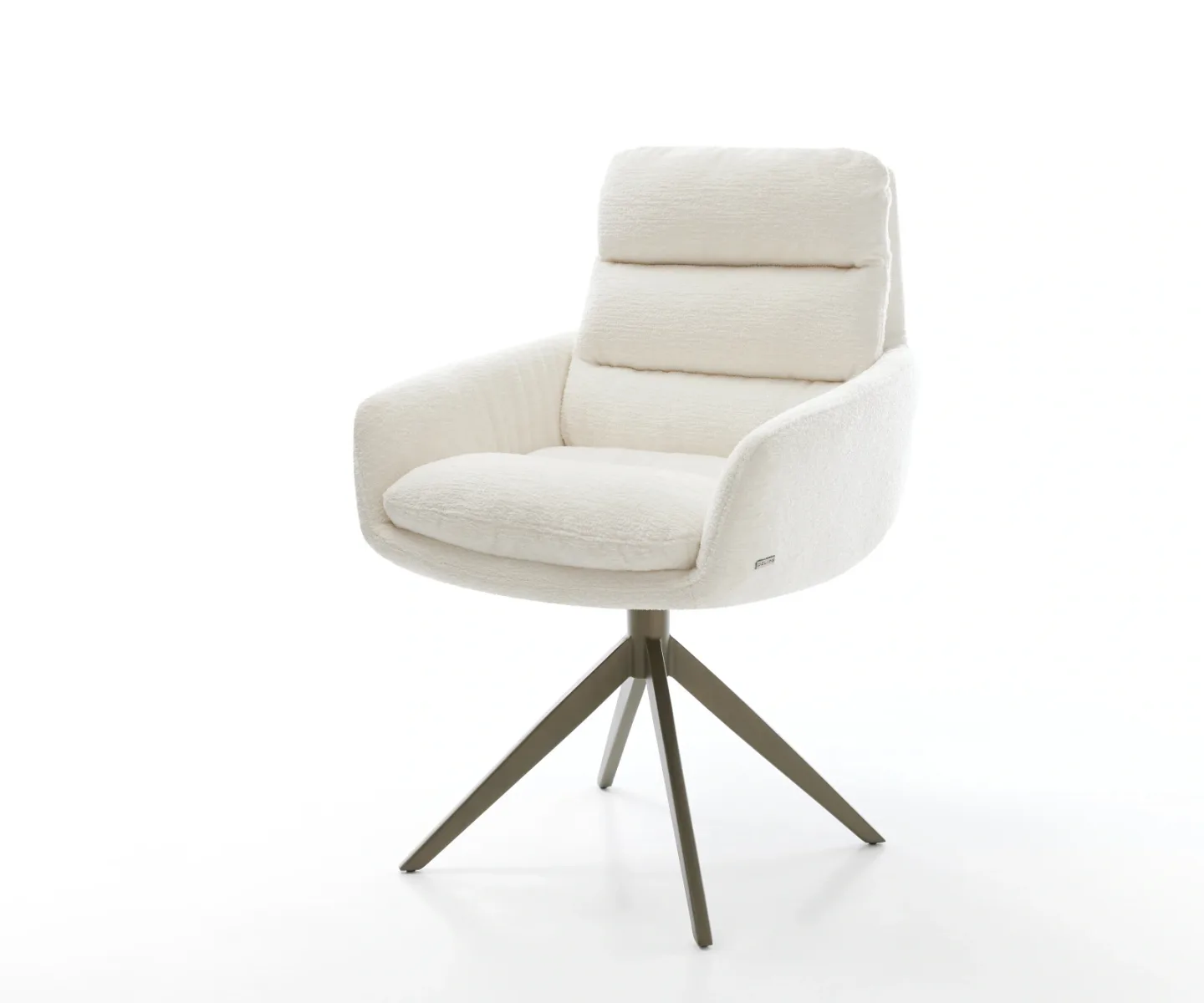 Drehstuhl Abelia-Flex mit Armlehnen Bouclé Soft Beige Kreuzgestell breit Effektfinish Titan 360° drehbar Wippfunktion
