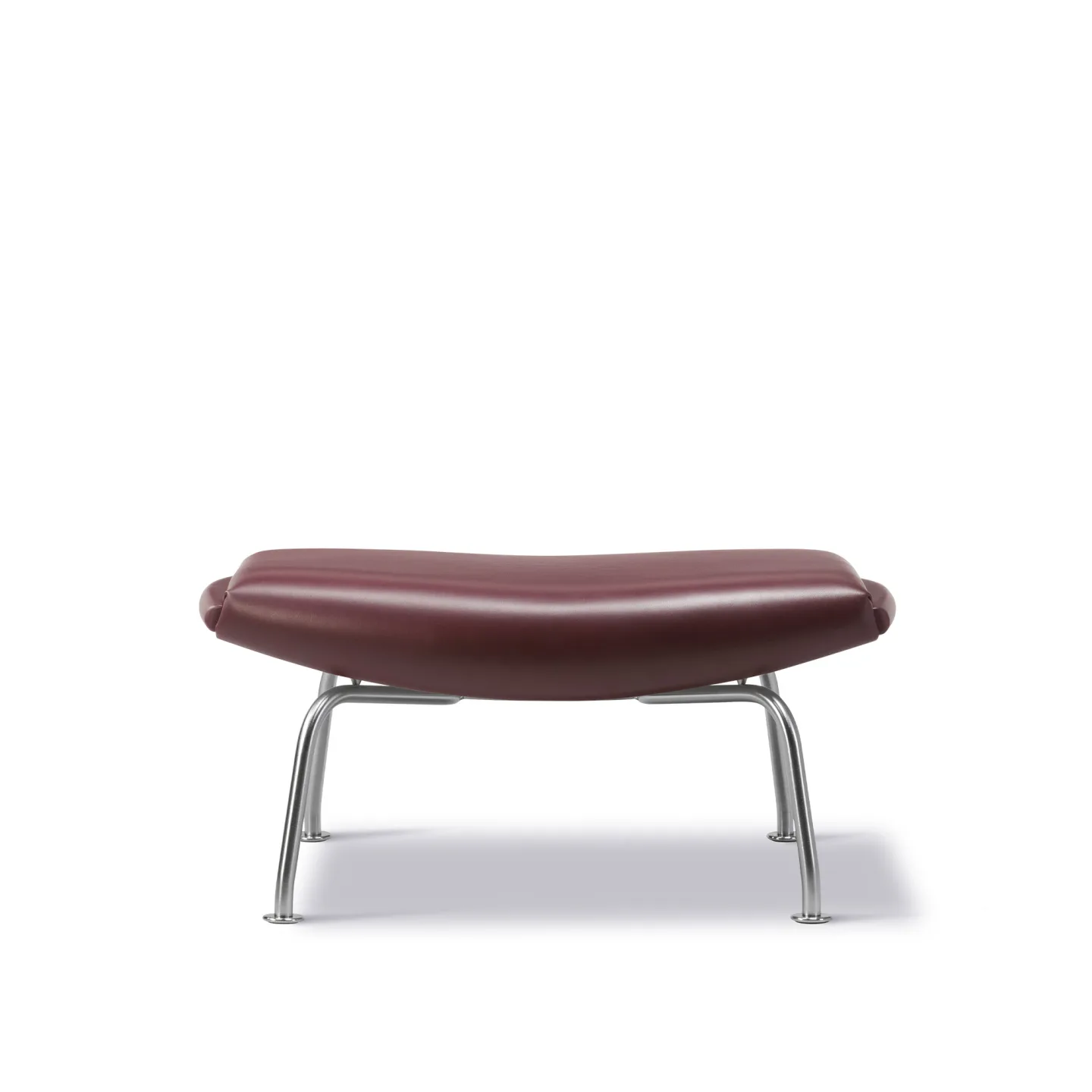 Fredericia Furniture - Wegner Ox Ottoman, Chrome, Leather Cat. 3 Max 93 Indian Red - Fotpallar - Hans J. Wegner
