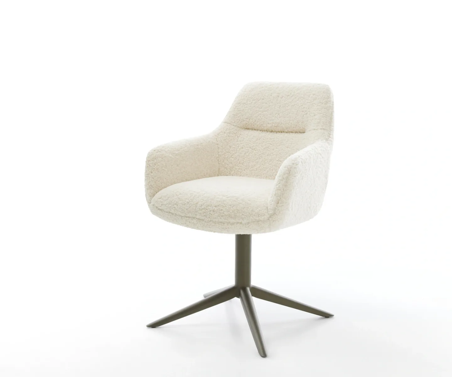 Drehstuhl Pejo-Flex Teddystoff Beige Fußkreuz Effektfinish Titan 360° drehbar Wippfunktion Taschenfederkern