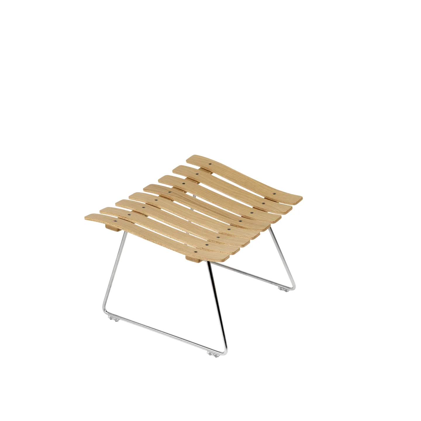Fjordfiesta - Scandia Ottoman Natural Oak Veneer / Satin Chrome - Pallar - Hans Brattrud - Träfärgad - Metall/Trä