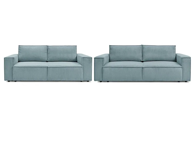 BOBOCHIC 2er + 3er Sofa NIHAD Cord-Stoff hellblau