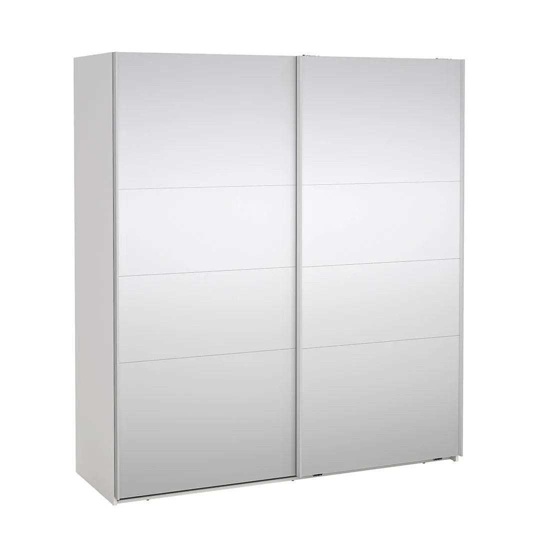 Catania Schiebetürenschrank 2 Türen mit Spiegel 180x200cm weiß.