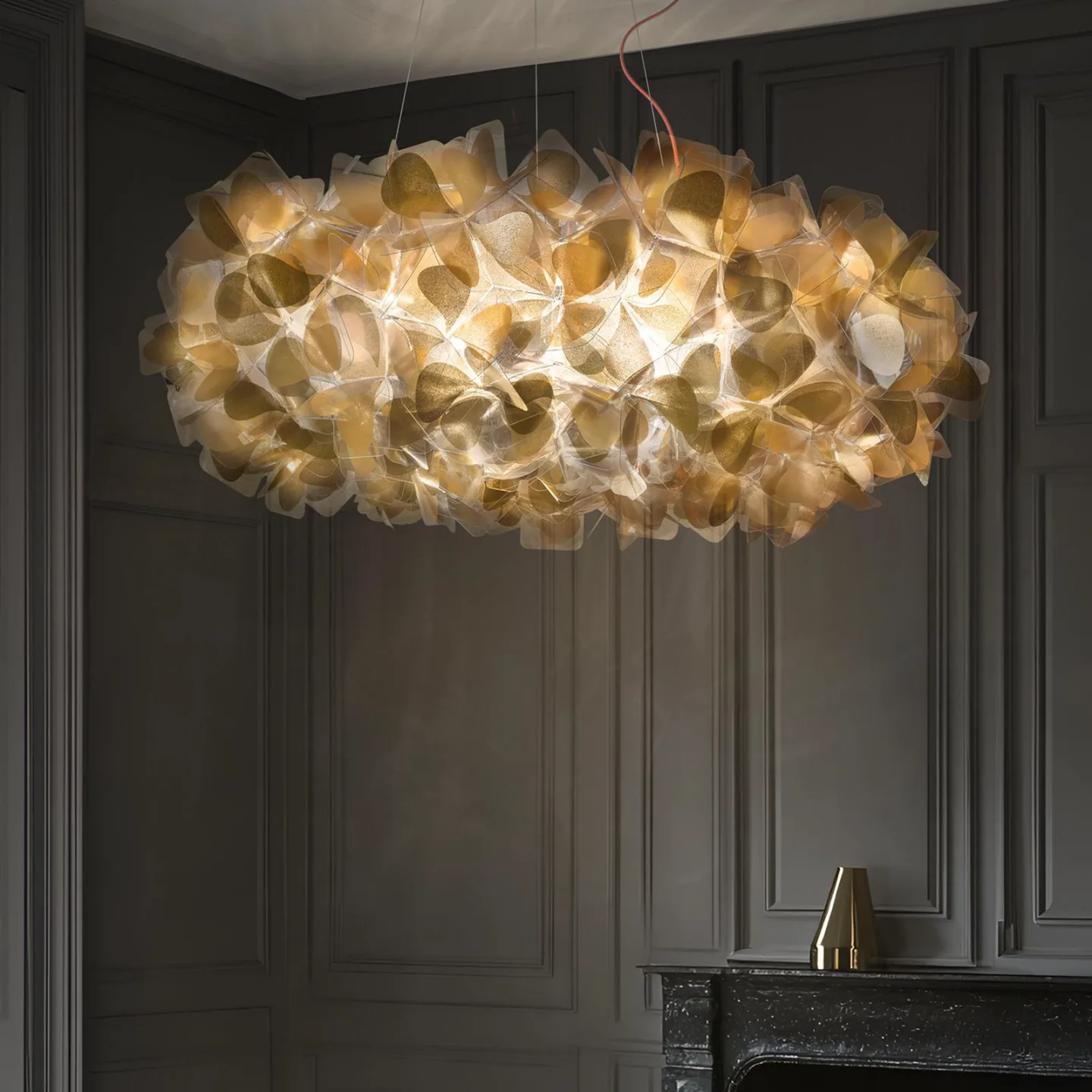 Clizia Mama Non Mama hængelampe, Ø 78 cm, guld/klar - Slamp - Stue - Design - Plastik - Med flere lyskilder
