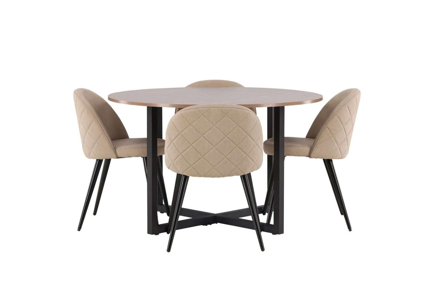 Durango Matgrupp 120 cm Rund med 4 Velvets Stolar - Valnöt
