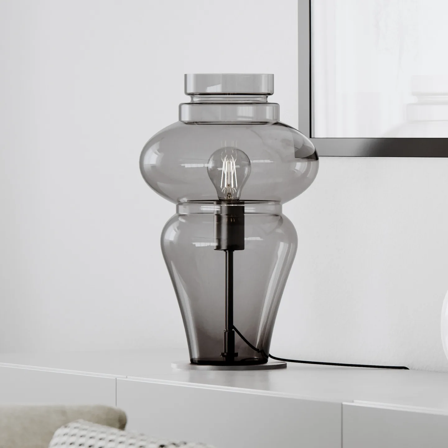 Dolores bordlampe Grey - By Rydéns - Stue - Skandinavisk - Glass - Med skjerm