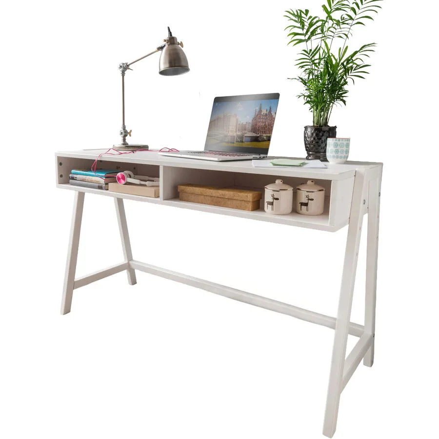 Schreibtisch Iris weiss Kiefer Höhenverstellbar B 126 T 50 cm
