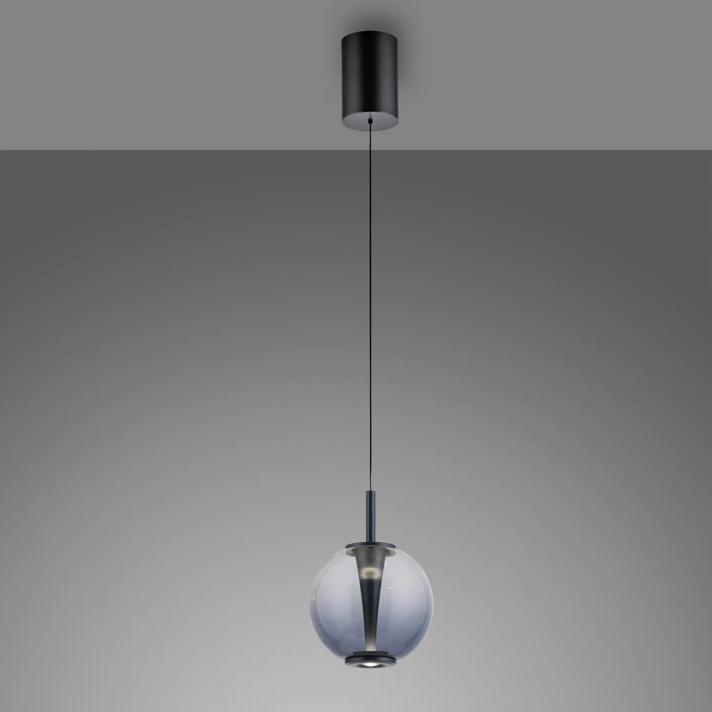 Infinity LED-Pendellampe, grau/rauchgrau, Ø 18cm, CCT - PURE - Wohnzimmer - Glas - Mit Schirm
