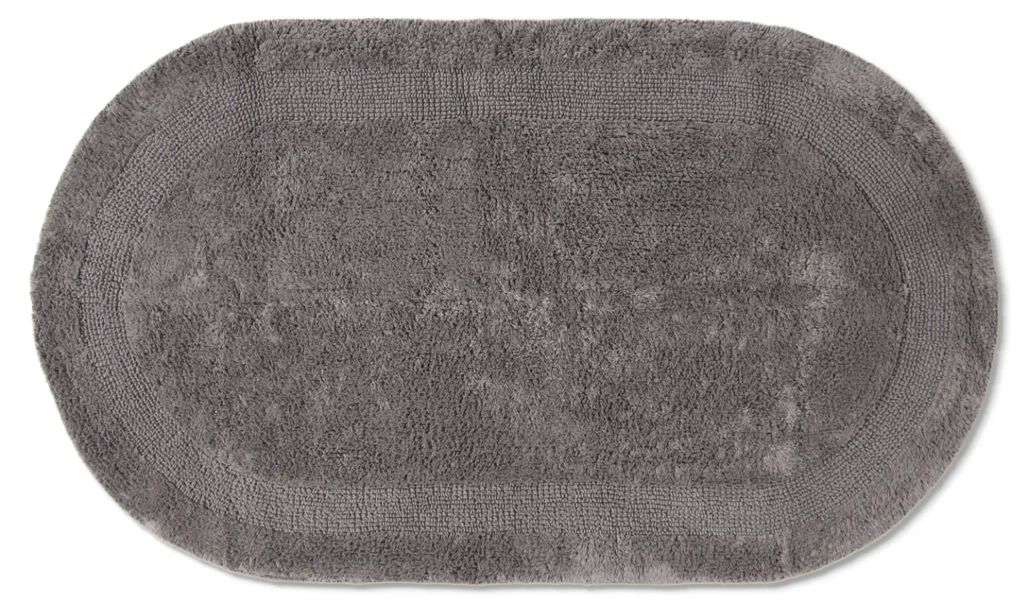 Oval baderomsmatte - Nila (mørkegrå) (Størrelse: 80 x 140 cm)