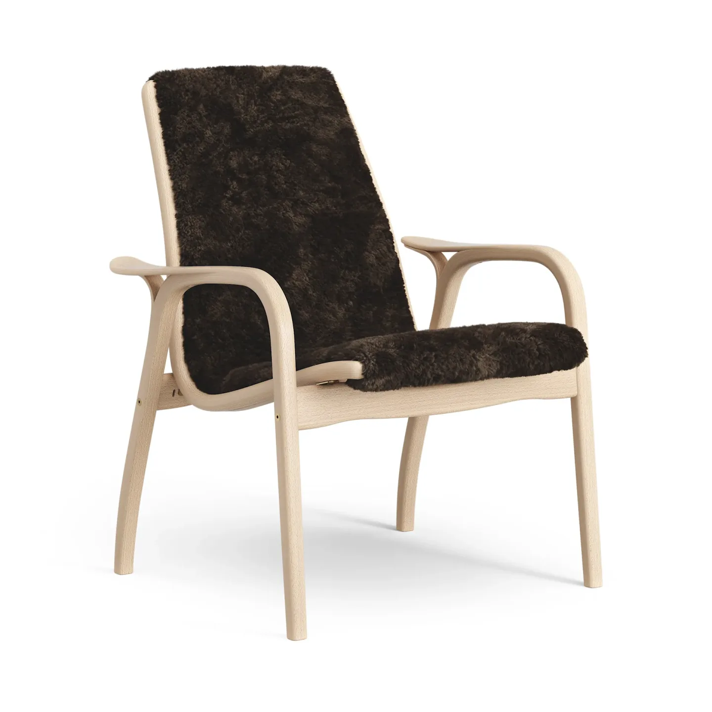 Swedese Laminett fåtölj lackad bok/fårskinn Espresso (brun)