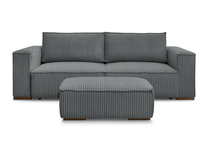 3er Sofa mit Hocker BOBOCHIC CHELSEA Cord-Stoff dunkelgrau