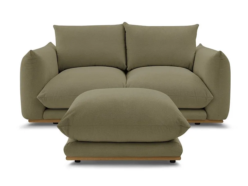 2er Sofa mit Hocker BOBOCHIC ERNEST Stoff grün