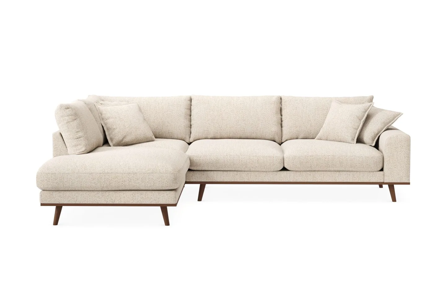 Copenhagen Premium 4-sits Vänstervänd L-formad Djup Schäslongsoffa i Chenille - Beige