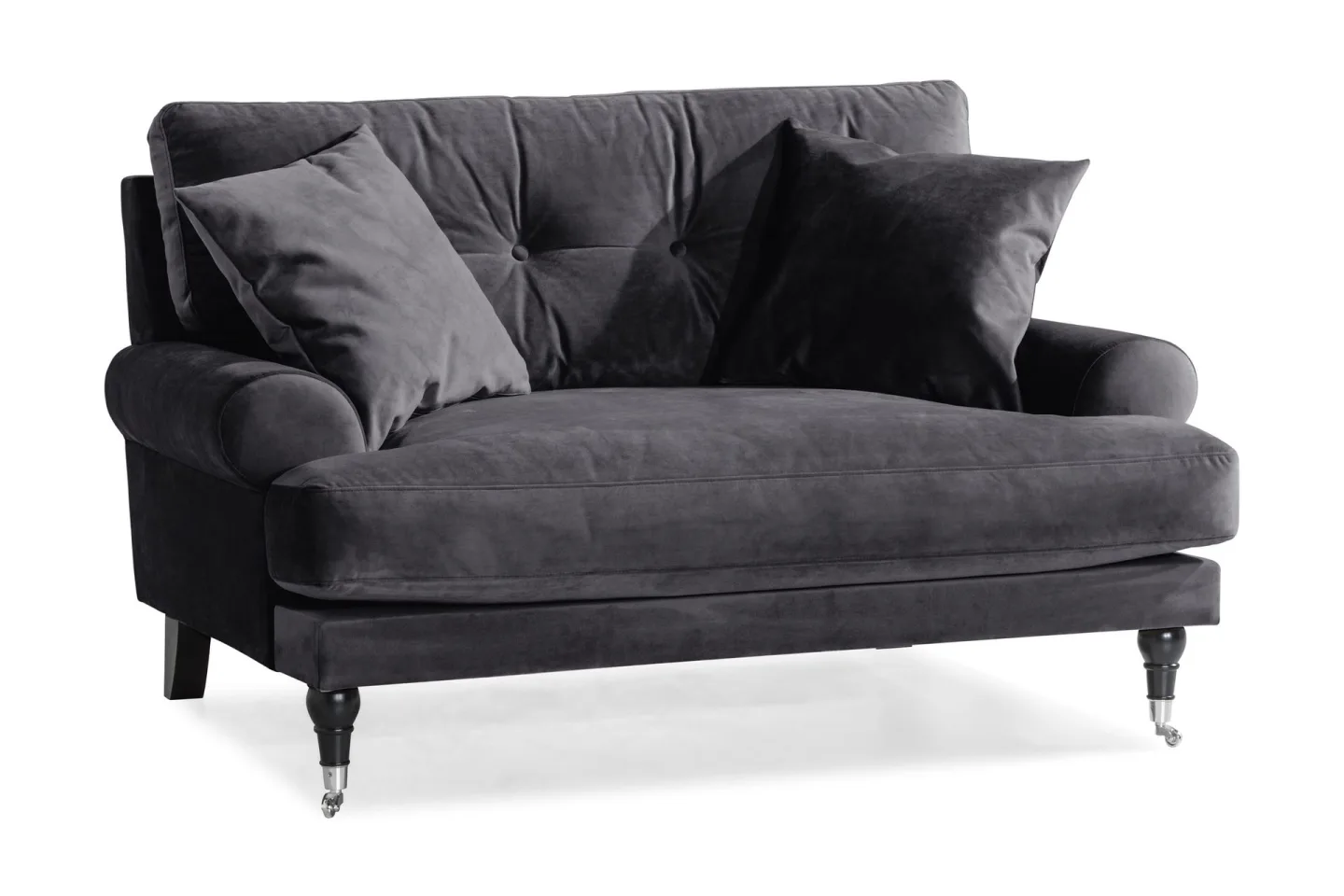 Andrew Loveseat Sammet - Mörkgrå/Krom