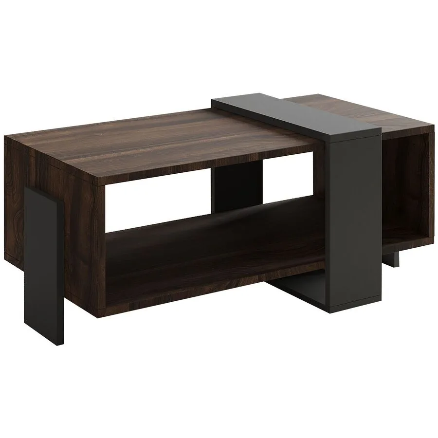 Salontisch Georis Nussbaum, Anthrazit 100% Melaminbeschichtete Kiefer B 90 T 49 cm