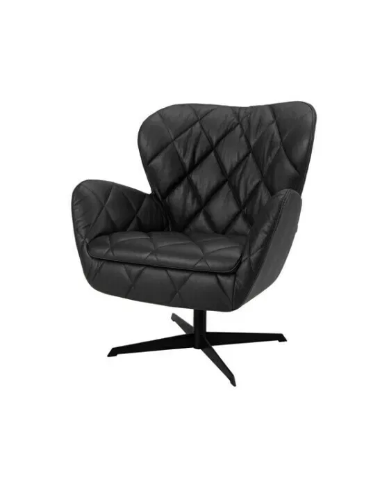 Jade Swivel Armchair Black Leather