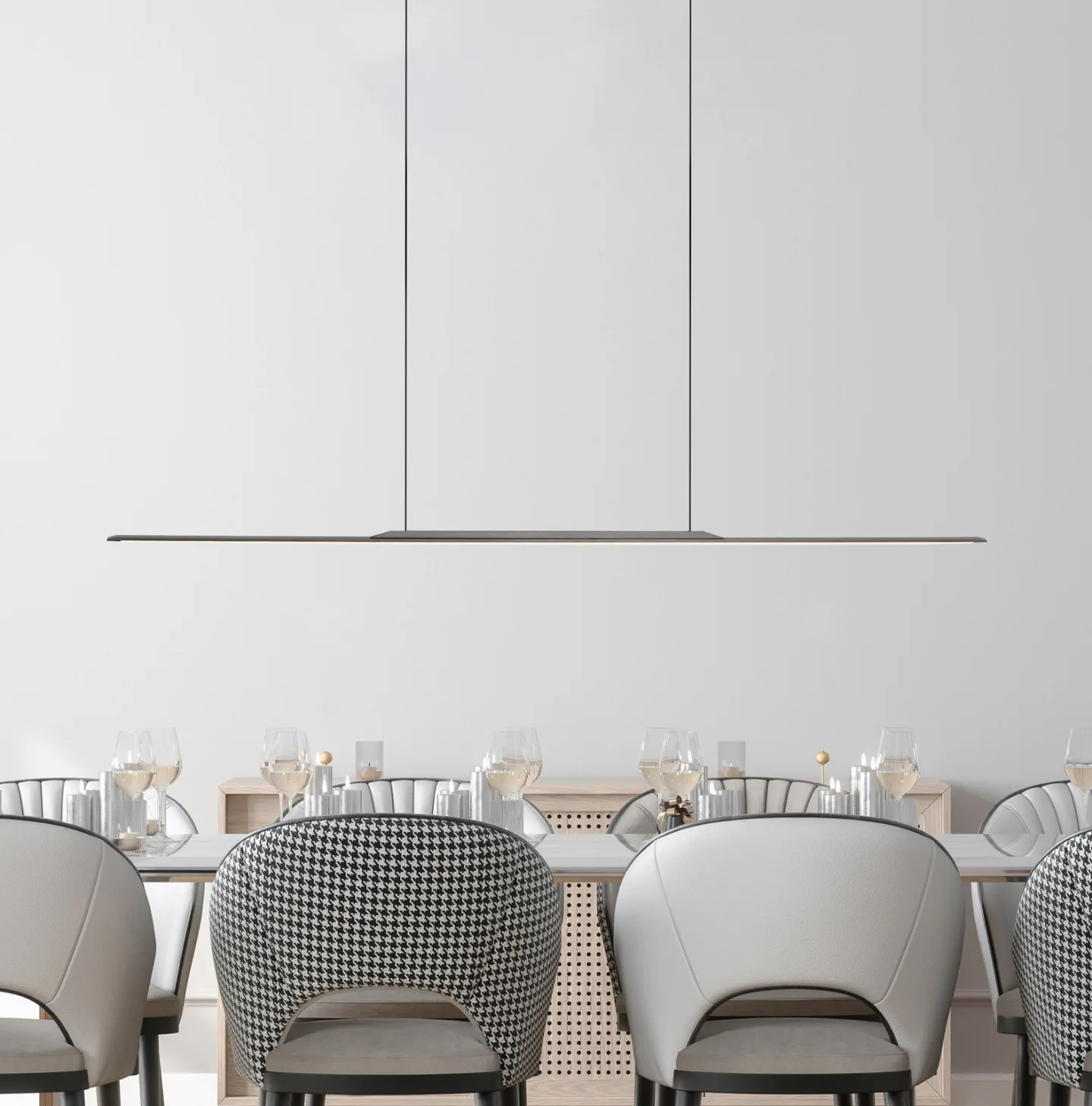Surface LED-hængelampe, grå, 125 cm, aluminium, 3.000 K – PURE - Stue - Moderne - Med én lyskilde