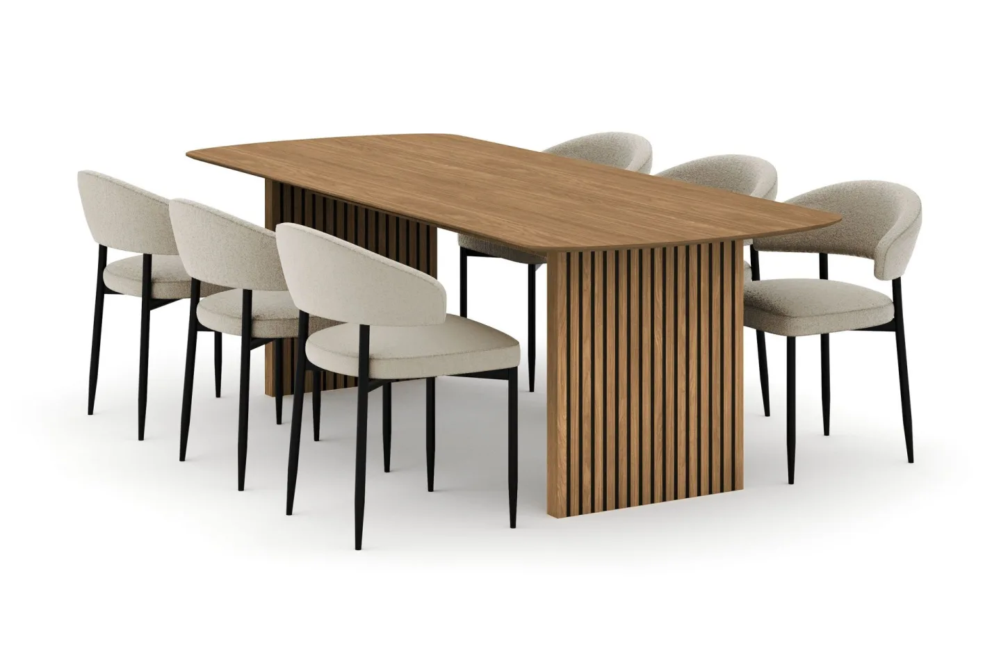 Richeto Matbord 240 cm med 6 Sawako Stolar - Natur