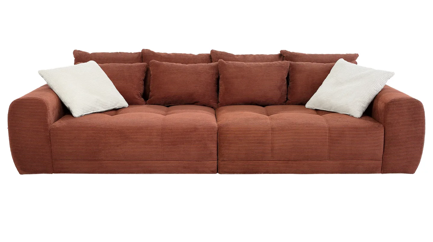 Big Sofa Cord rost - 308 cm - Federkern - JANNI