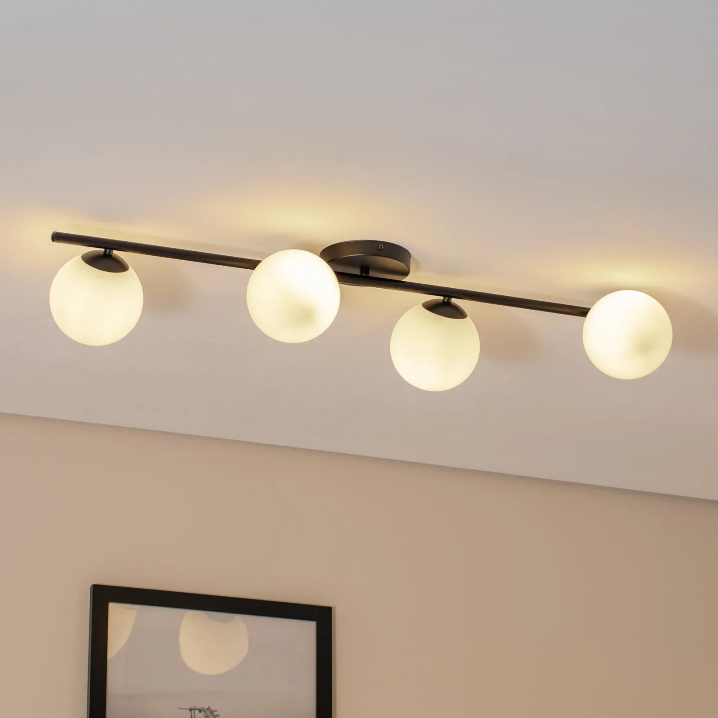 Glassy 4 Deckenleuchte Linear Schwarz /Opal - Euluna - Wohnzimmer - Modern - Mehrflammig