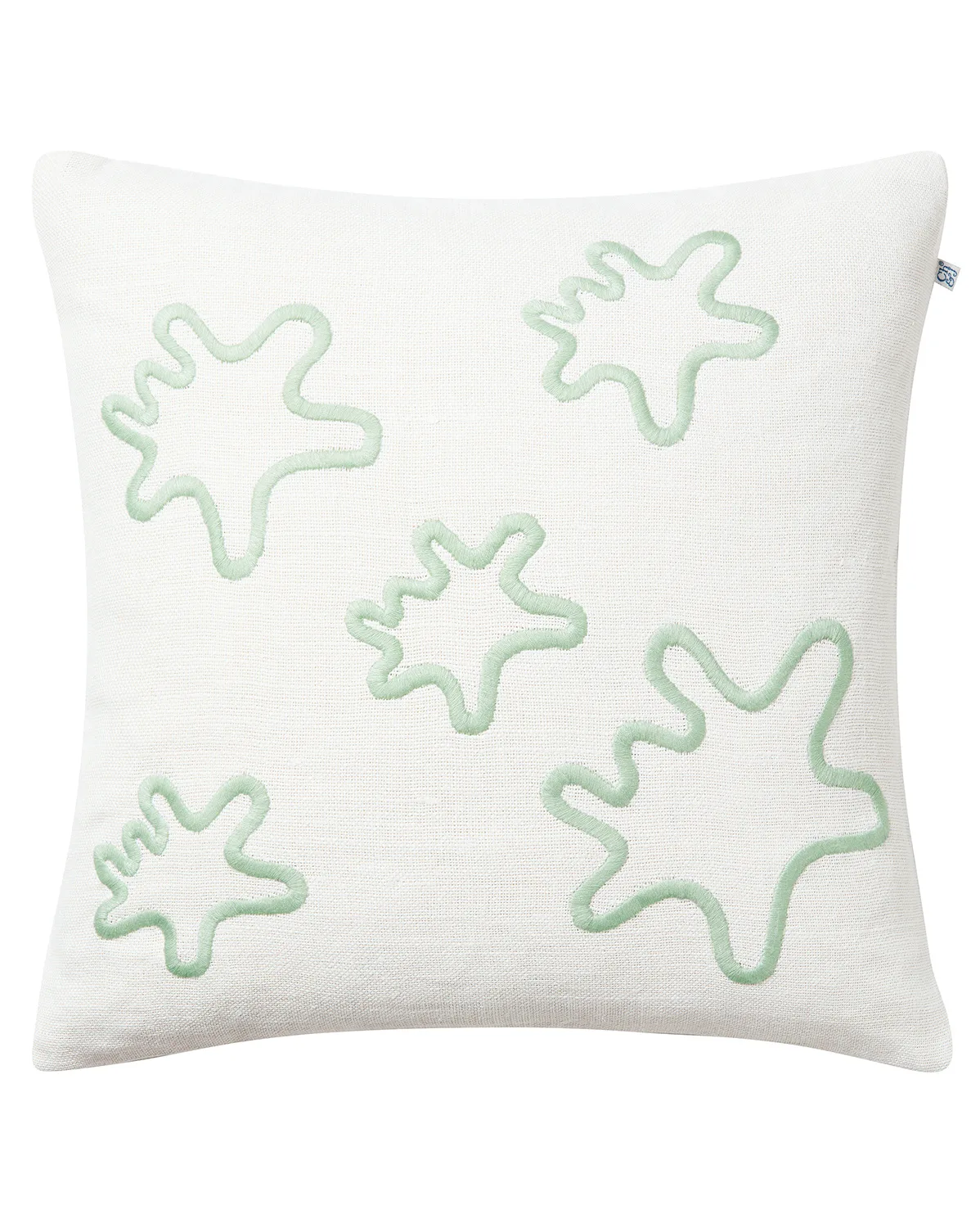 Chhatwal & Jonsson - Krisha Cushion Cover 50x50 cm - Embroidered Linen Aqua - Prydnadskuddar och kuddfodral - Stig Jonsson