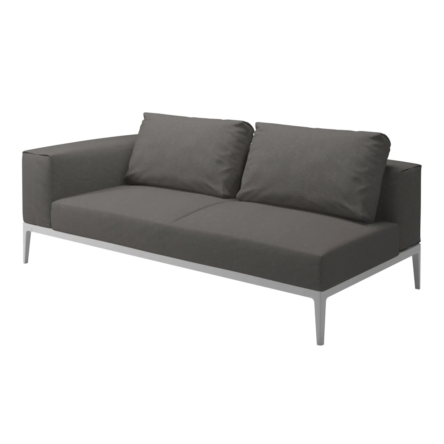 Gloster - Grid Right End Unit, Frame White, Kat.C Robben Charcoal - Soffor utomhus - Henrik Pedersen