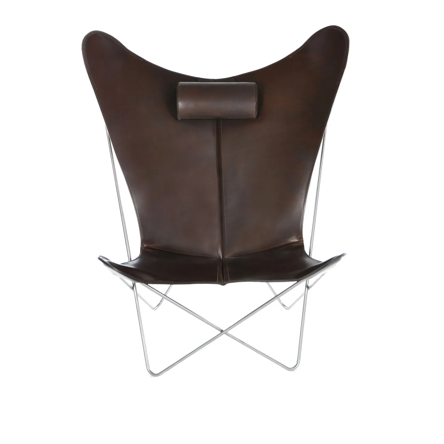 OX Denmarq - Ks Chair, Stainless Steel Frame, Leather: Mocca - Fåtöljer - Dennis Marquart - Brun - Läder/Metall