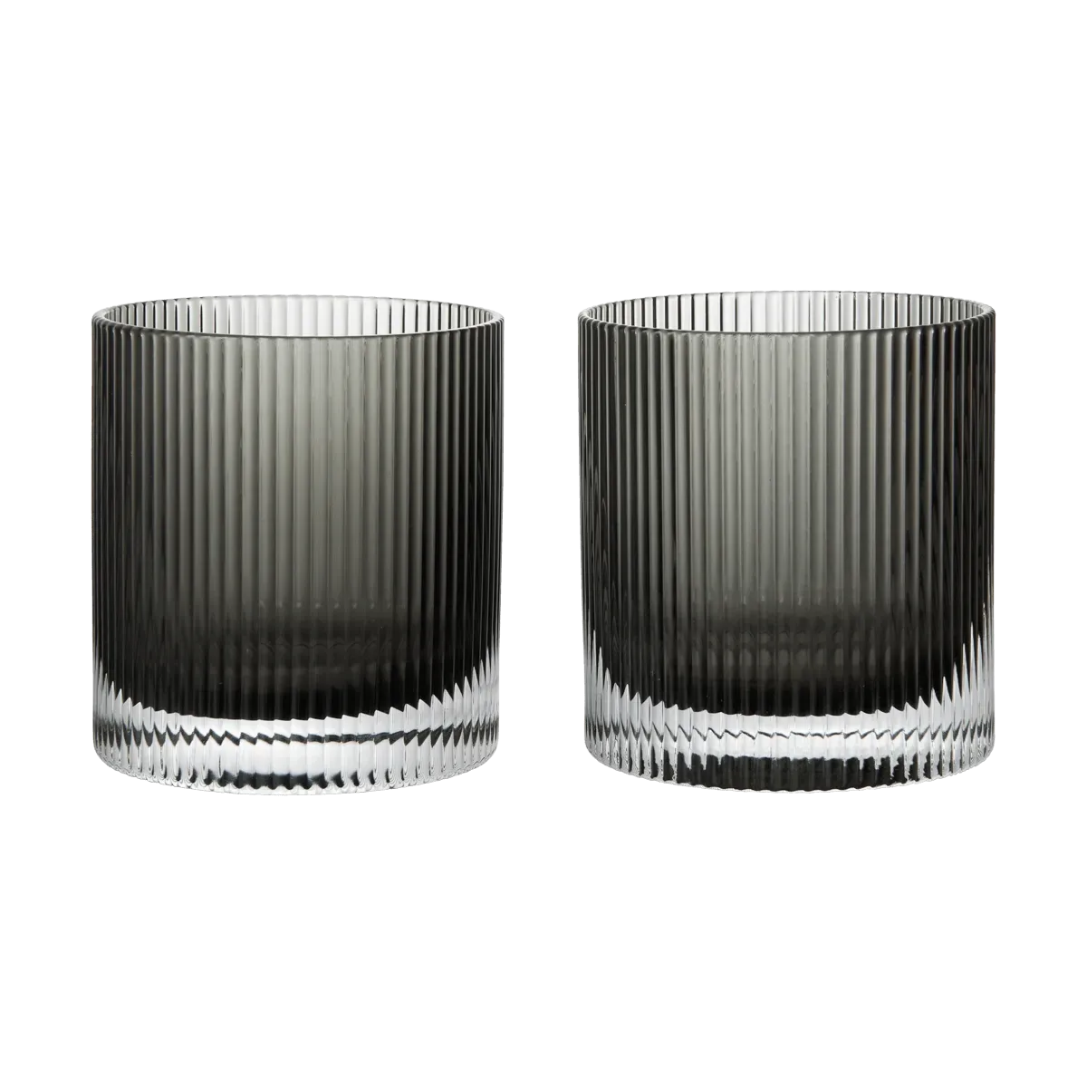 Ferm Living Ripple Tumbler Glas 25 cl 2er-Pack Smoked Grey