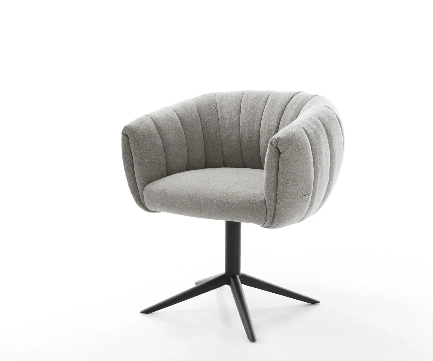 Drehstuhl Jada-Flex Strukturstoff Soft Grau Fußkreuz Schwarz 360° drehbar Wippfunktion Taschenfederkern