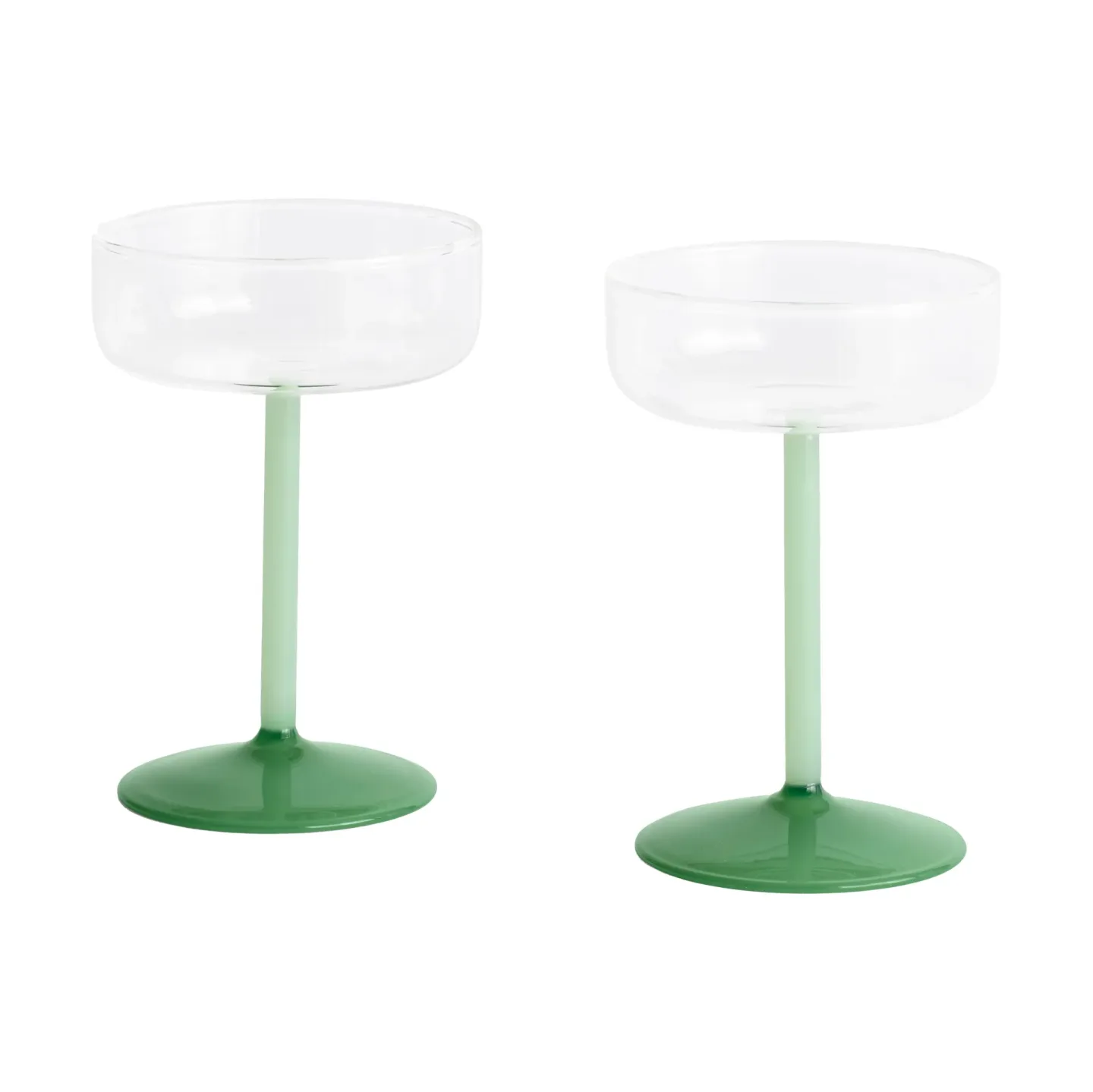 HAY Tint coupeglas 20 cl 2er-Pack Clear-jade light green-jade dark green