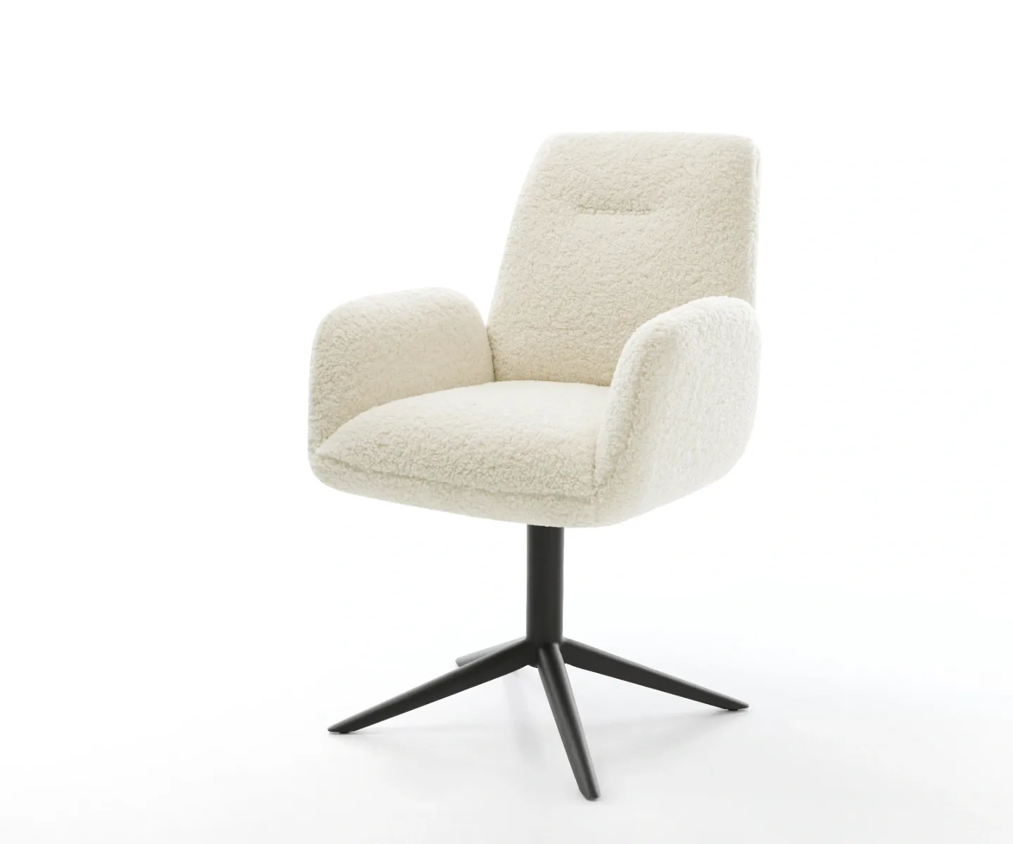 Drehstuhl Zoa-Flex Teddystoff Beige Fußkreuz Schwarz 360° drehbar Wippfunktion Taschenfederkern